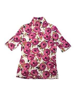Frank And Oak Women’s Size Small Pink Cream Colored Short Sleeve Turtleneck Top